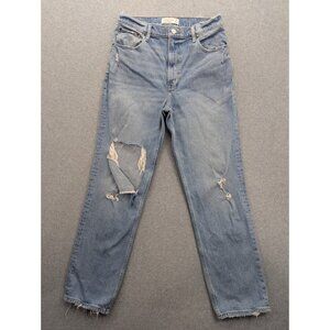 Abercrombie Fitch Jeans Womens SZ 10 High Rise '90s Straight Distressed Whiskers